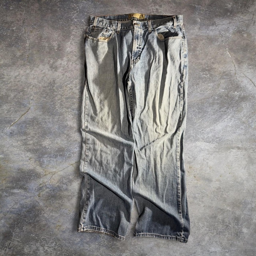 Old Navy Baggy Wide Leg Blue Jeans Mens 38x34 Y2K Skater Grunge Distressed Denim - Picture 2 of 6